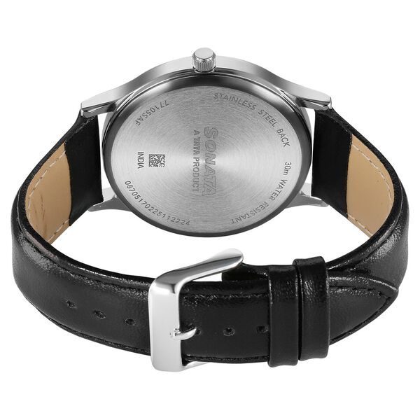 Sonata Aspire Quartz Analog Silver Dial Leather Strap Watch For Men - image number 4
