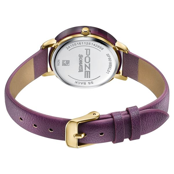 Poze By Sonata Quartz Analog Purple Dial Purple PU Leather Strap Watch For Women - image number 6