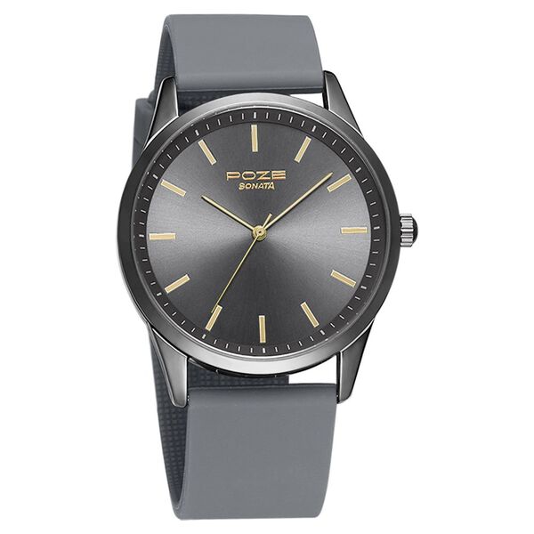 Poze by Sonata Quartz Analog Black Dial Silicone Strap Watch for Men - image number 1
