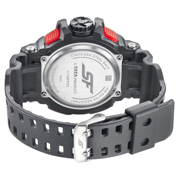 SF Quartz Analog Digital Black Dial PU Strap Watch for Men - image number 3