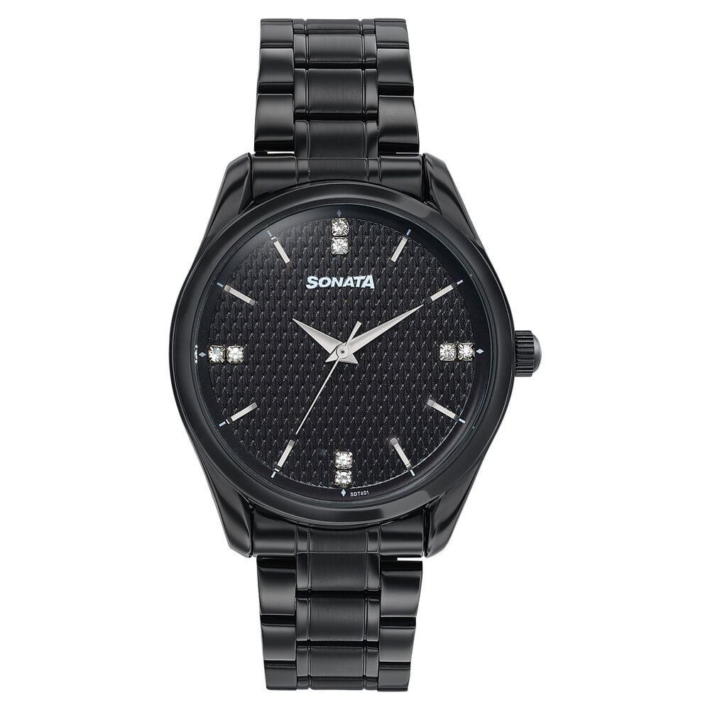 Sonata Jashn Quartz Analog Black Dial Black Metal Strap Watch For Men-picture-14