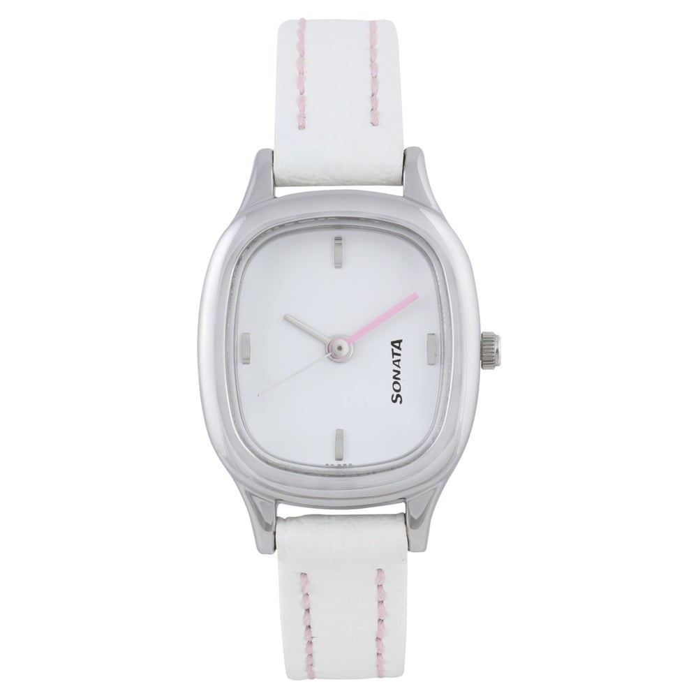 Buy Online Sonata Quartz Analog White Dial Leather Strap Watch for Women  nk8060sl02 Sonata India