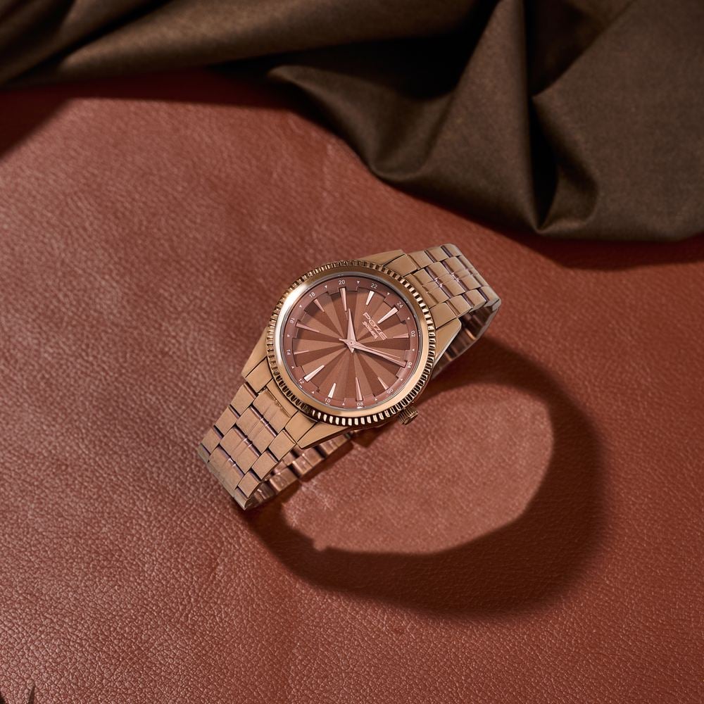 Buy Online Poze By Sonata Quartz Analog Brown Dial Brown Metal