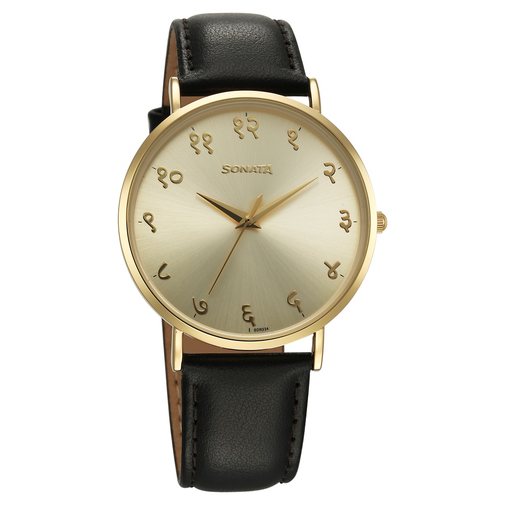 Buy Online Sonata Regional Edition Hindi Quartz Analog Golden Dial