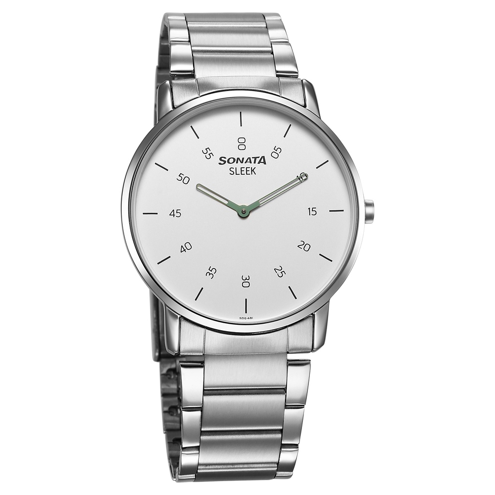 Buy Online Sonata Sleek Quartz Analog White Dial Silver Stainless Steel  Strap Watch For Men 7152sm01 Sonata India