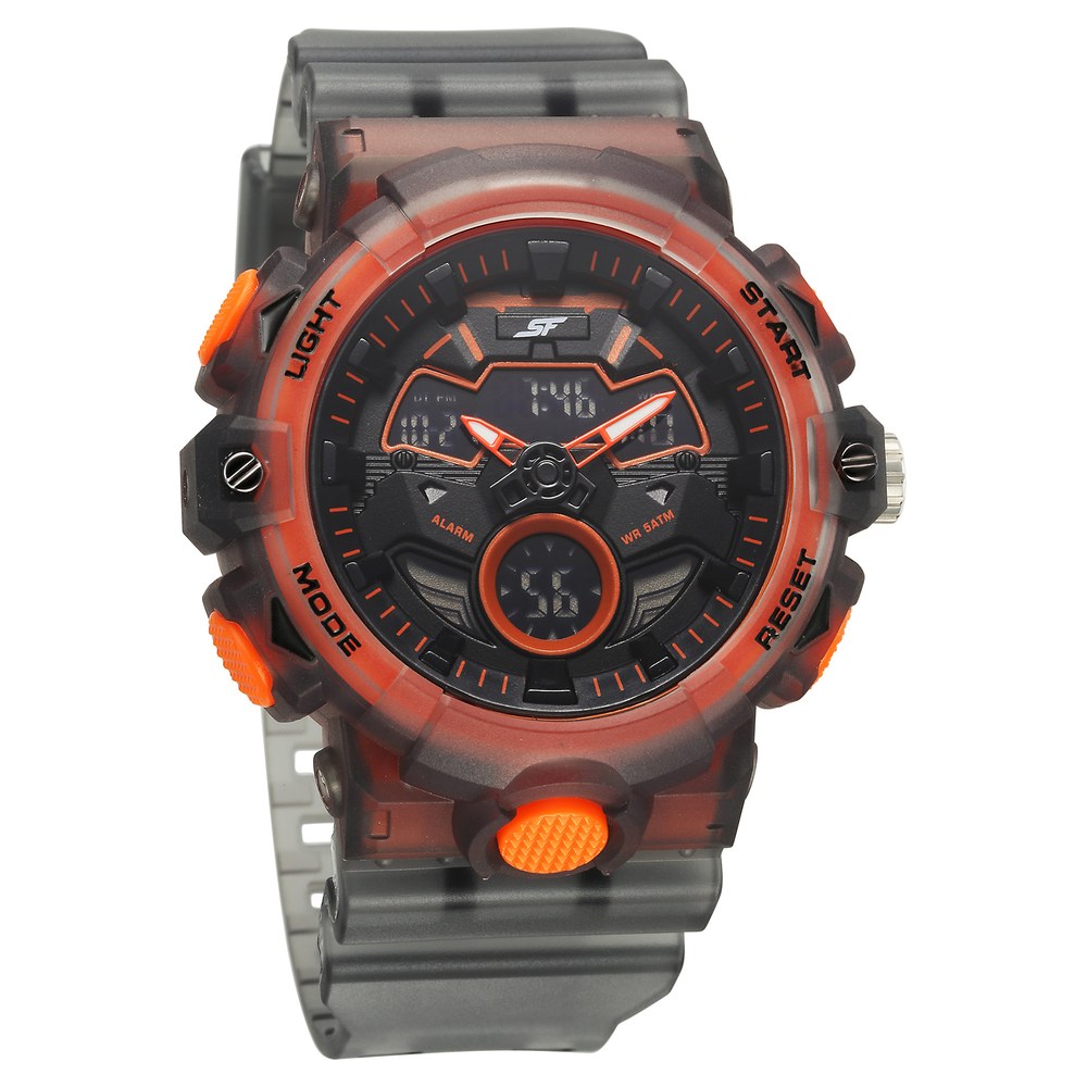 Buy Online SF Analog Digital Orange Dial PU Strap Watch For Men ...