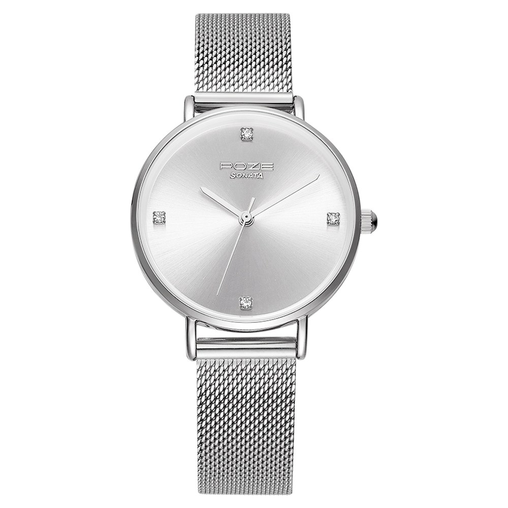 Buy Online Poze by Sonata Quartz Analog Silver Dial Stainless