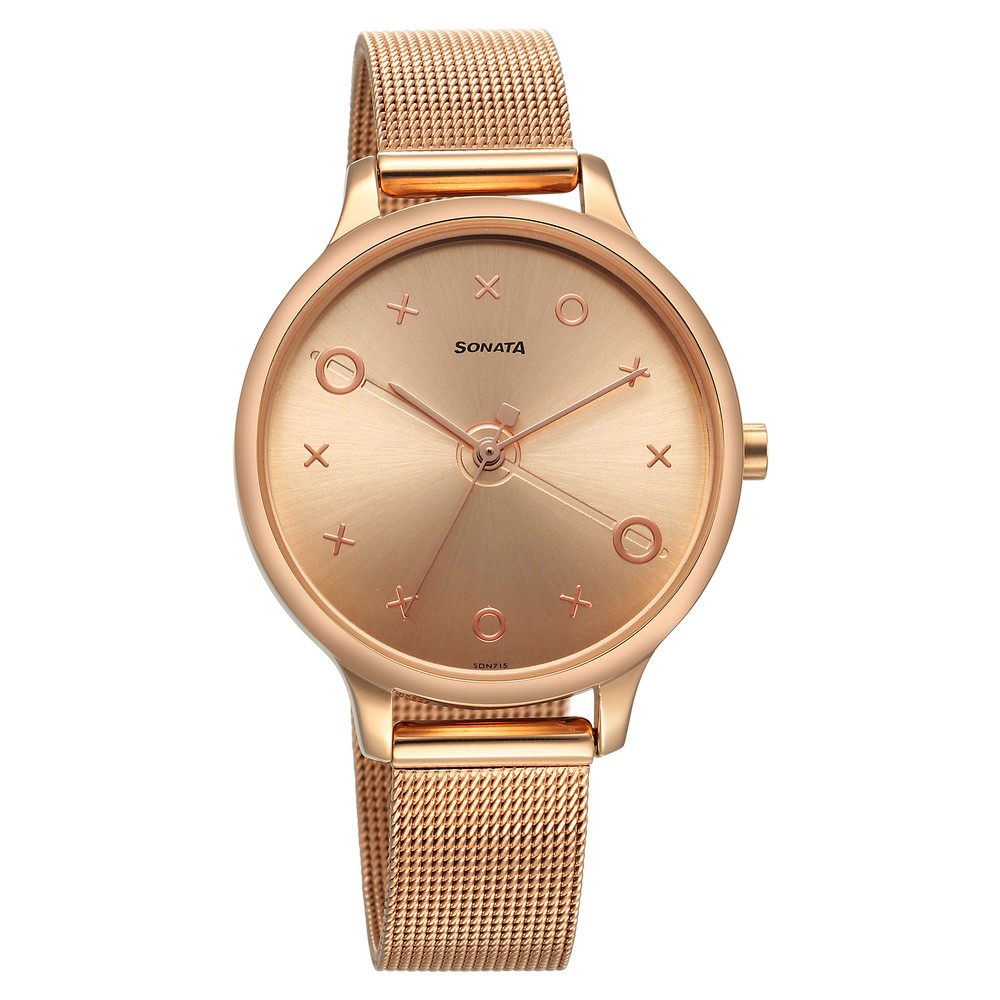 Buy Online Sonata Play Rose Gold Dial Watch for Women nt87050wm01  Sonata India