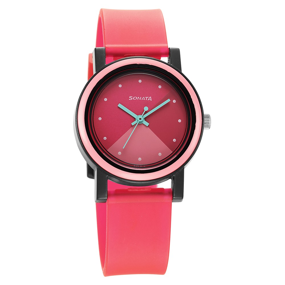 Buy Online Sonata Splash Pink Dial Women Watch With Plastic Strap  87038pp07w Sonata India