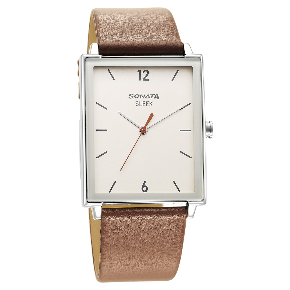 Buy Online Sonata Sleek White Dial Analog Watch for Men