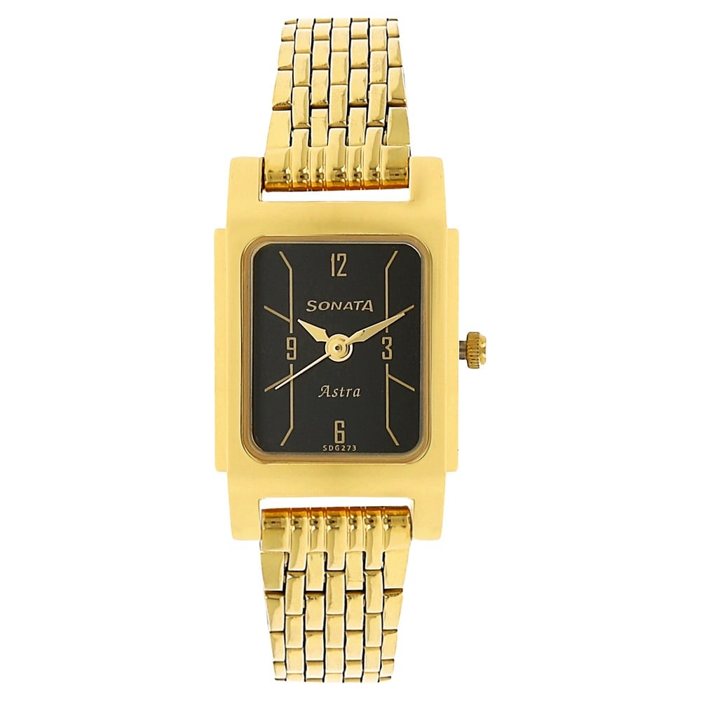 Buy Online Sonata Quartz Analog Black Dial Stainless Steel Strap Watch for  Women 87021ym02 Sonata India
