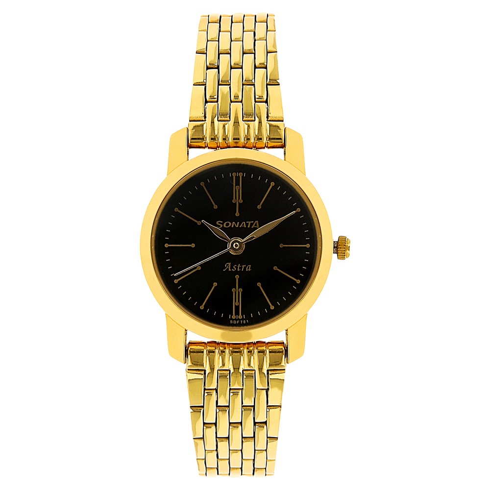Buy Online Sonata Quartz Analog Black Dial Stainless Steel Strap Watch for  Women nt87018ym03 Sonata India