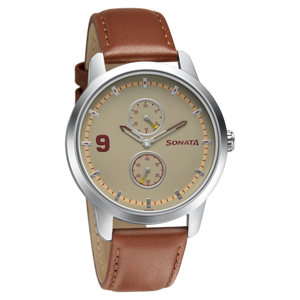 Sonata Quartz Analog Brown Dial Stainless Steel Strap Watch for Couple