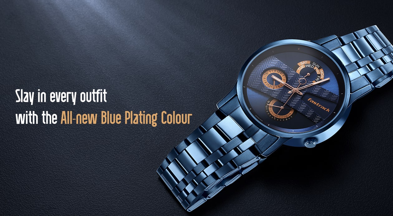 Fastrack Exuberant Quartz Multifunction Blue Dial Leather Strap Watch for Guys