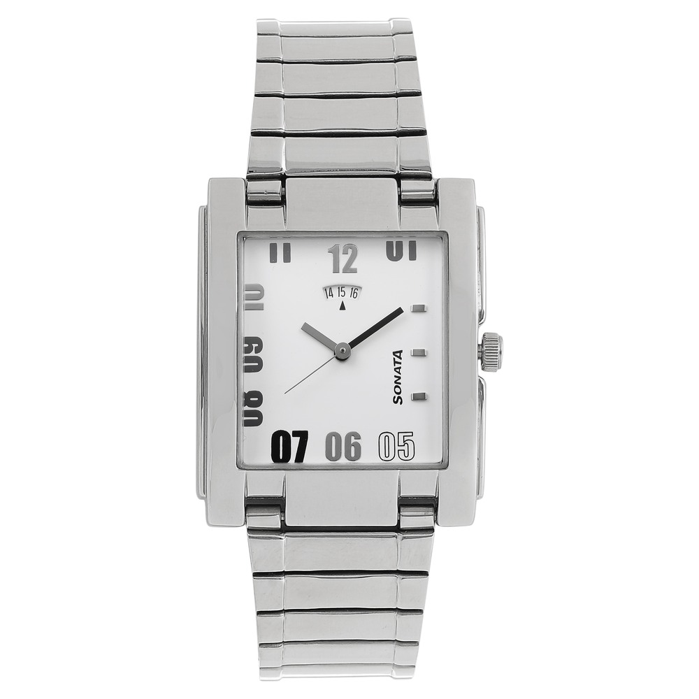 マティーロ　マヌキアン【White SONATA】　mixed Media Buy Online Sonata Quartz Analog White Dial Metal Strap Watch for
