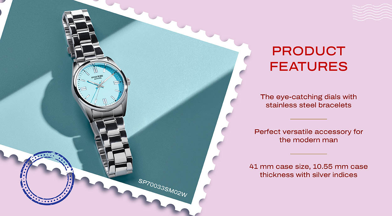 Buy Online Sonata Poze Quartz Analog Blue Dial Silver Metal Strap