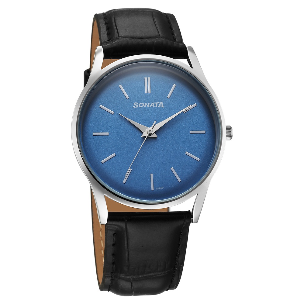 Buy Online Sonata Eternia Quartz Analog Blue Dial Leather Strap Watch For  Men 77140sl03 Sonata India